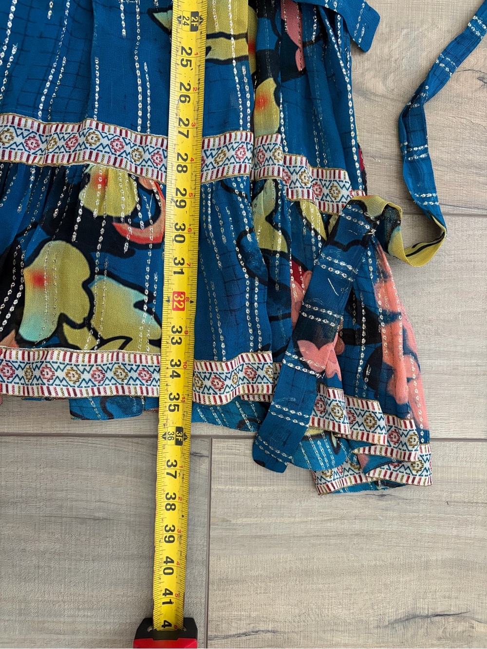 Anthropologie Verb Eulalia Shimmer Tunic Dress Hawaiian Blue Boho Cocktail Dress - Picture 11 of 11